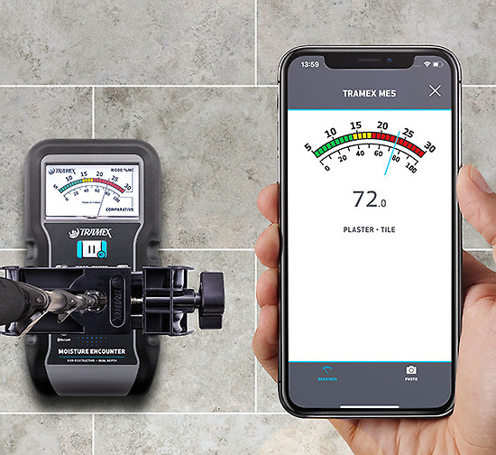 ME5 with Tramex Meters App and Extension Handle