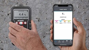 Concrete Moisture Encounter X5 - CMEX5 on concrete With Tramex Meters App