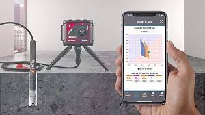 Tramex FBZK Feedback Datalogger in situ cut concrete with app