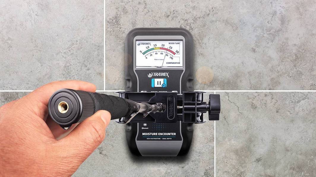 Moisture Meter ME5 on Tile Wall